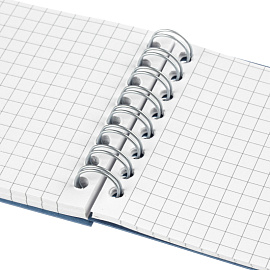 Блокнот Комус Пластик-Металлик А7 80 листов синий в клетку на спирали (76х117 мм)