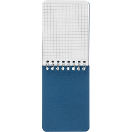 Блокнот Комус Пластик-Металлик А7 80 листов синий в клетку на спирали (76х117 мм)