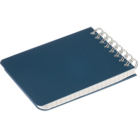 Блокнот Комус Пластик-Металлик А7 80 листов синий в клетку на спирали (76х117 мм)