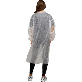 Халат одноразовый на кнопках белый (размер 56-58, XXL, 5 штук в упаковке)