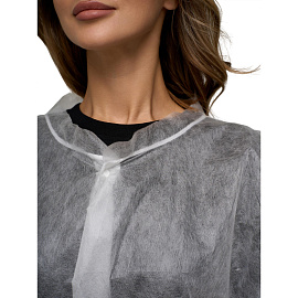 Халат одноразовый на кнопках белый (размер 56-58, XXL, 5 штук в упаковке)