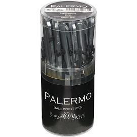 Ручка шариковая автоматическая Palermo синяя (толщина линии 0.5 мм, корпус серебристый)