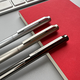 Ручка шариковая автоматическая Palermo синяя (толщина линии 0.5 мм, корпус серебристый)