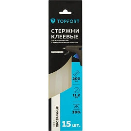 Стержень клеевой прозрачные 11x200, упаковка 15 штук, TOPFORT