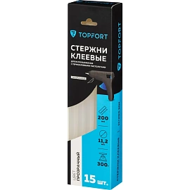 Стержень клеевой прозрачные 11x200, упаковка 15 штук, TOPFORT