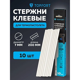 Стержень клеевой универсальный TOPFORT 7x200 мм белый 10 штук в упаковке