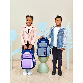 Рюкзак школьный + пенал Комус Класс Case сиреневый/синий