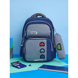 Рюкзак школьный + пенал Комус Класс Case синий/серый