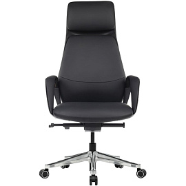 Кресло для руководителя RV Design Napoli чёрное (натуральная кожа, алюминий)