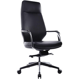 Кресло для руководителя RV Design Alonzo чёрное (натуральная кожа, алюминий)