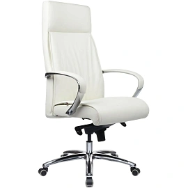 Кресло для руководителя RV Design Gaston белое (натуральная кожа, алюминий)
