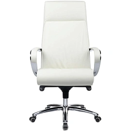 Кресло для руководителя RV Design Gaston белое (натуральная кожа, алюминий)