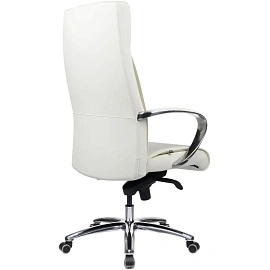 Кресло для руководителя RV Design Gaston белое (натуральная кожа, алюминий)