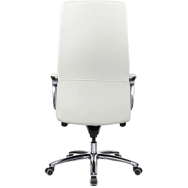 Кресло для руководителя RV Design Gaston белое (натуральная кожа, алюминий)