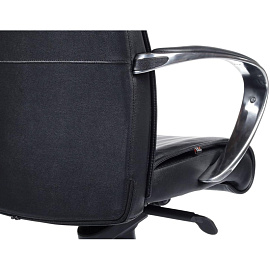 Кресло для руководителя RV Design Gaston чёрное (натуральная кожа, алюминий)