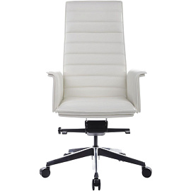 Кресло для руководителя RV Design Rubens белое (натуральная кожа, алюминий)