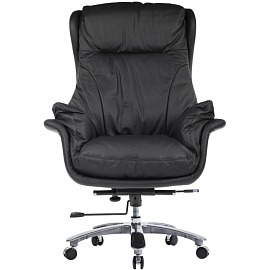 Кресло для руководителя RV Design Leonardo чёрное (натуральная кожа, алюминий)