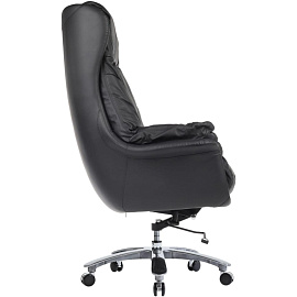 Кресло для руководителя RV Design Leonardo чёрное (натуральная кожа, алюминий)