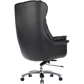 Кресло для руководителя RV Design Leonardo чёрное (натуральная кожа, алюминий)