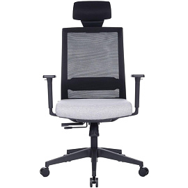 Кресло для руководителя RV Design Style серое/чёрное (сетка/ткань, пластик)