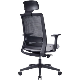 Кресло для руководителя RV Design Style серое/чёрное (сетка/ткань, пластик)