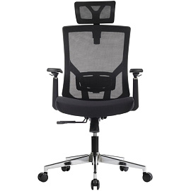 Кресло для руководителя RV Design Step чёрное (сетка/ткань, металл)