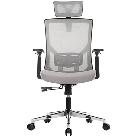 Кресло для руководителя RV Design Step серое (сетка/ткань, металл)