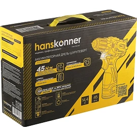 Дрель-шуруповерт акк б/щ Hanskonner PLATINUM,14,4В,10мм HCD1645BLC