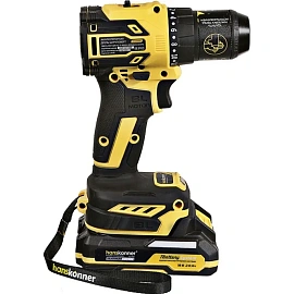 Дрель-шуруповёрт аккумуляторная Hanskonner HCD2065C бесщеточная 2 АКБ х Li-ion (18В, 2 Ач)+ ЗУ в кейсе