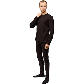 Термофутболка мужская с длинным рукавом Guahoo G22-0050S с начёсом чёрная (размер 46, рост 176 см)