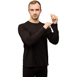 Термофутболка мужская с длинным рукавом Guahoo G22-0050S с начёсом чёрная (размер 46, рост 176 см)