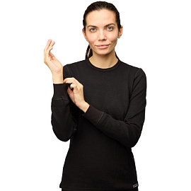 Термофутболка женская с длинным рукавом Guahoo G22-0051S с начёсом чёрная (размер 52, рост 176 см)