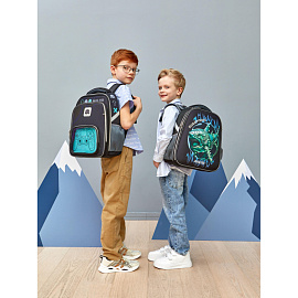 Ранец Комус Класс Basic акула анатомический чёрный с двумя отделениями