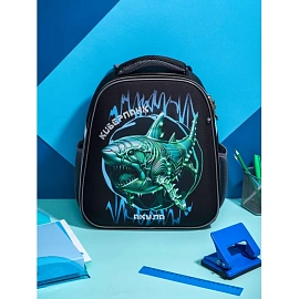 Ранец Комус Класс Basic акула анатомический чёрный с двумя отделениями