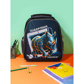 Ранец Комус Класс Basic Носорог анатомический чёрный с двумя отделениями