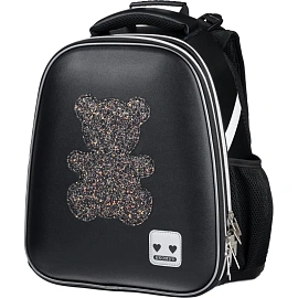 Ранец Комус Класс Basic Медвежонок анатомический чёрный с двумя отделениями