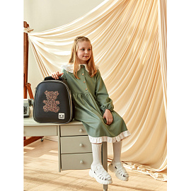 Ранец Комус Класс Basic Медвежонок анатомический чёрный с двумя отделениями