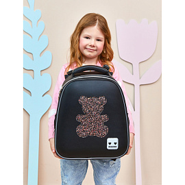 Ранец Комус Класс Basic Медвежонок анатомический чёрный с двумя отделениями