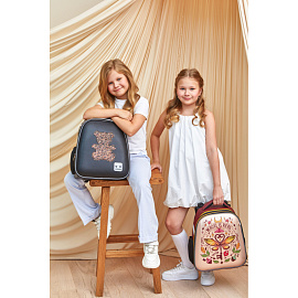 Ранец Комус Класс Basic Медвежонок анатомический чёрный с двумя отделениями