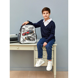 Ранец Комус Класс Basic Тачки анатомический чёрный с двумя отделениями