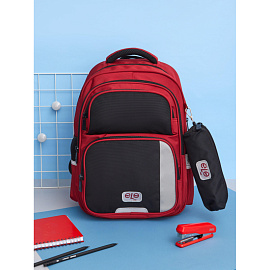 Рюкзак школьный + пенал Комус Класс Case бордовый/чёрный