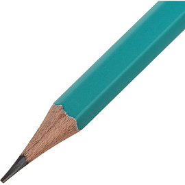 Карандаш чернографитный деревянный HB с ластиком Комус Aquamarine заточенный зеленый