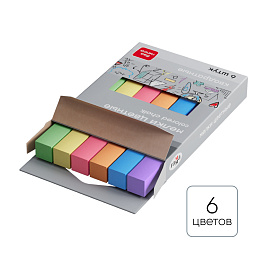 Мелки школьные Гамма, цветные, 06шт., мягкие, квадратные, картонная упаковка, европодвес