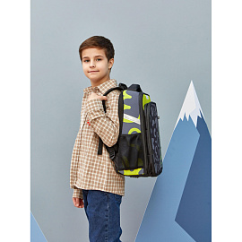 Ранец Комус Класс Stright Casual Погнали анатомический серый с двумя отделениями