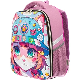 Ранец Комус Класс Light1 Девочка кошка анатомический фиолетовый с одним отделением