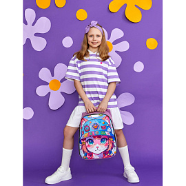 Ранец Комус Класс Light1 Девочка кошка анатомический фиолетовый с одним отделением