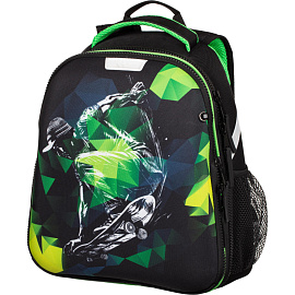 Ранец Комус Класс Light2 Скейтборд анатомический черный с двумя отделениями