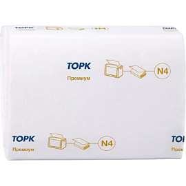 Салфетки бумажные для диспенсера Торк (Tork) Экспресснап Премиум 23x16 см белые 2-слойные 200 листов (20 пачек в упаковке)