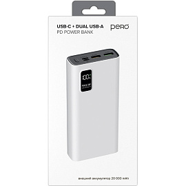 Внешний аккумулятор (power bank) Pero PB06 20000 мАч белый (4673759570092)
