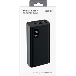Внешний аккумулятор (power bank) Pero PB07 30000 мАч 22.5W чёрный (4673759570122)